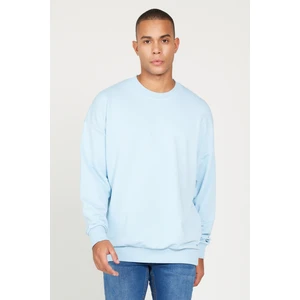 Altınyıldız Classics Erkek Açık Mavi Oversize Bol Kesim 3 Iplik Bisiklet Yaka Pamuklu Sweatshirt