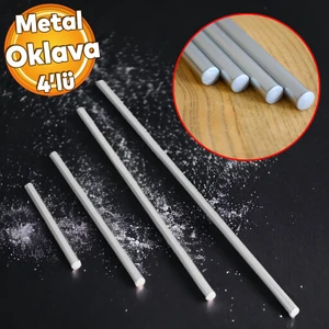 4'lü Masterchef Alüminyum Paslanmaz 29-49-74-99 CM Metal Oklava Seti Hamur Açma Aparatı Sofra Mutfak