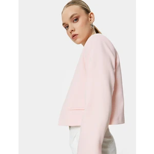 Crop Blazer Ceket Yakasız Cepli