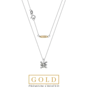 So CHIC Beyaz Altın Sertifikalı Premium Created Taşlı 1.50 Ct Effect Tektaş Kolye