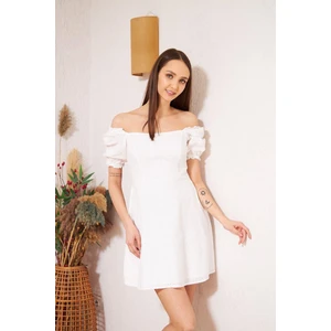 Darlin Moda Ekru Kolu Fırfırlı Brode Elbise DM1023