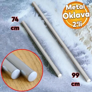 2'li Masterchef Alüminyum Paslanmaz (99-74 CM) Metal Oklava Seti Hamur Açma Aparatı Sofra Mutfak
