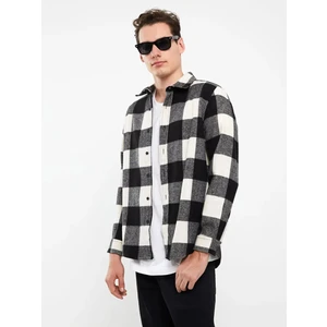 Lbr Garment Erkek Siyah-Beyaz Ekose Kareli Fit Kalıp Dört Mevsim Oduncu Gömlek