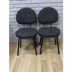 Bambeds Mobilya 2 Adet Poverty Sandalye Antrasit Gri Mutfak Salon Yemek Odası Sandalyesi Metal Ayak