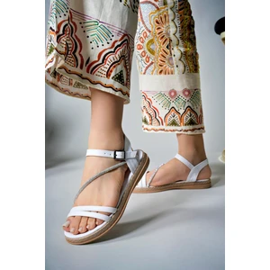 Kadın Sandalet Taşlı 0012073BEYAZ