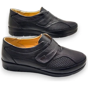 Magic Shoes Kadın Siyah Hakiki Deri  Comfort Tam Ortopedik Anne Ayakkabısı