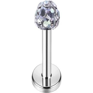 Paslanmaz Kararmaz Cerrahi Çelik Zirkon Taşlı Kıkırdak Dudak Burun Tragus Piercing (Beyaz)