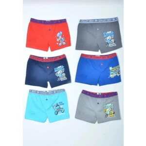 0253 Erkek Çocuk Desenli Likralı Boxer Şort 6 Adet