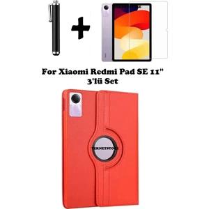 Xiaomi Redmi Pad Se 11 Inç Tablet Uyumlu Uyku Modlu 360 Döner Pu Deri Kılıf Seti