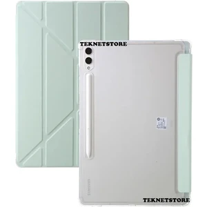 Samsung Galaxy Tab S9 Fe Plus 12.4" Kalem Bölmeli Uyku Modlu Arkası Silikon Kapak Kılıf