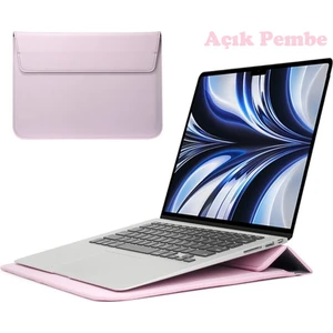 Macbook Pro Air 13 M1-M2 2020/2022 A2179-A2337-A2338-A2251-A2159-A1989-A1708 Deri Mıknatıslı Stantlı Çanta