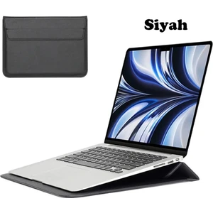 Macbook Pro Air 13 M1-M2 2020/2022 A2179-A2337-A2338-A2251-A2159-A1989-A1708 Deri Mıknatıslı Stantlı Çanta