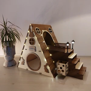 Seventeen Design Açık Kahverengi Bungalov Tavşan Evi, Bungalov Tavşan Yuvası, Tavşan Evi, Tavşan Yuvası, Tavşan Oyun Alanı