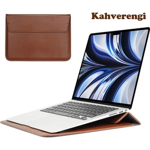 Macbook Pro Air 13 M1-M2 2020/2022 A2179-A2337-A2338-A2251-A2159-A1989-A1708 Deri Mıknatıslı Stantlı Çanta