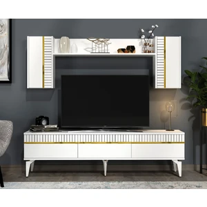 Cantek Dizayn Defne Tv Ünitesi Takımı Beyaz-Altın