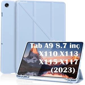 M.tk moveteck Samsung Galaxy Tab A11/A9 8.7 Inç Kılıf Kalem Bölmeli Yumuşak Silikon Kapak Akıllı Uyku Modlu Üçgen Standlı WİFİ