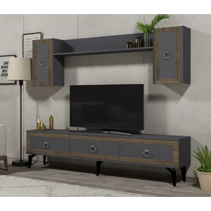 Cantek Dizayn Selen Tv Ünitesi Takımı Antrasit-Ceviz