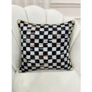 Damalı Soft Yumuşak Kumaş Kenar Biyeli Kırlent Kılıfı (45X45)