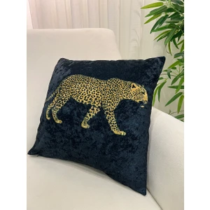 Leopar Desen Kadife Kırlent Yastık Kılıfı