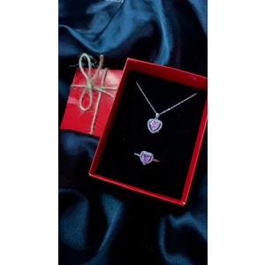 Vanilla Jewelry vj456pndrst Pandora 2’li Kalpli Ciddi Ilişki Yüzüğü ve Kolye Seti Sevgililer Günü Hediyelik Set