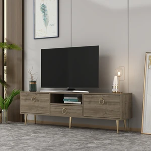 Cantek Dizayn Droop Tv Ünitesi 2 Kapaklı, Raflı ve Çekmeceli Ceviz-Ceviz