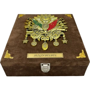 Saat Kutusu 9 Lu Osmanlı Devlet Armalı Isme Özel Alkantara Kahve Spesiyal