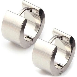 Takı Dükkanı Kalın 6 mm Düz Unisex Erkek Kadın Çelik Küpe Çifti mse9