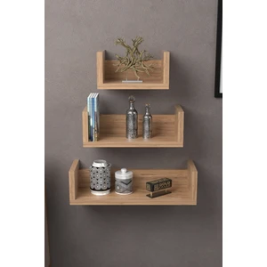 Gold Falez Duvar Rafı Dekoratif U Raf Ceviz