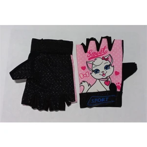 Xbyc HJ-1509  Kız Çocuk Eldiveni - Kedi - Pembe Beyaz