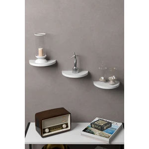 Gold Falez Duvar Rafı Dekoratif 3 Adet Çiçeklik Oval Beyaz