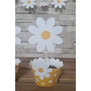 Papatya Konsept Kürdan Süsleri Cupcake Süsleri Lüks Büyük Boy 10LU Paket