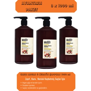 Zayıf Kuru Nemini Kaybetmiş Saçlara Cabın Argan&keratin Şampuan 1000 ml x 3