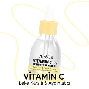 Anında Leke Aydınlatıcı C Vitamini %10 Panthenol Ton Eşitleyici Nemlendirici Serum