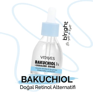 VITAYES Retinol Alternatifi Bakuchiol %1 Squalene Yapıcı Onarıcı Bio Retinol Cilt Serumu Leke Karşıtı Cilt Onarıcı Aydınlatıcı Serum 30 ml