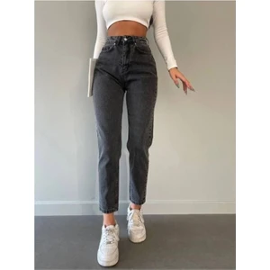 Kot Modası Mood Siyahkar Mom Jean Esnek Sahip Kadın Jean