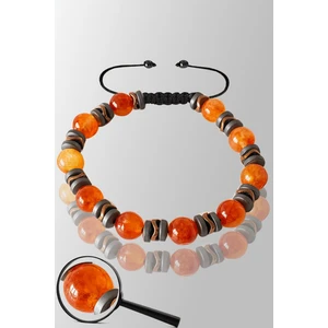 Tesbih Atölyesi Mat Rose Hematit Karnelyan Akik Taşı Ayarlamalı Bileklik