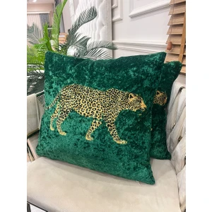 Leopar Desen Kadife Kırlent Yastık Kılıfı