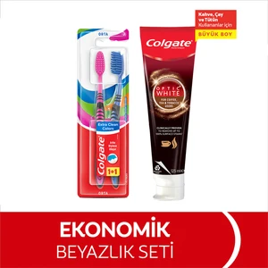 Optic White Kahve, Çay ve Tütün Kullananlar için Diş Macunu 125 ml, Extra Clean Colors Orta Diş Fırçası 1+1