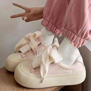 Beyaz Pembe Büyük Baş Kalın Aşağı Kadınların Ayakları Normal Moda Hafif Platformu (Yurt Dışından)