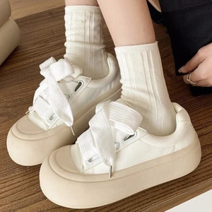 Beyaz Pembe Büyük Baş Kalın Aşağı Kadınların Ayakları Normal Moda Hafif Platformu (Yurt Dışından)