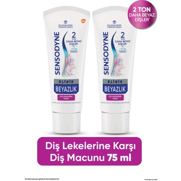 Sensodyne Klinik Beyazlik Cay, Kahve ve Tutun Lekelerine Karsi Dis Macunu 75 ml x 2