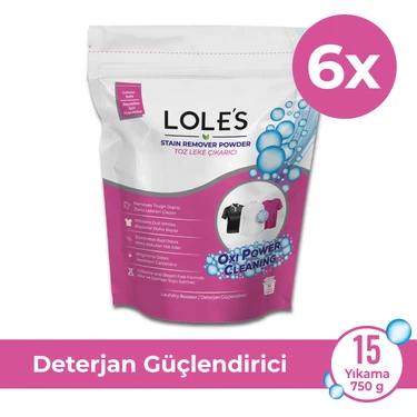 LOLE'S Toz Leke Çıkarıcı, Çamaşırlar Için, 6 X 750g, Bebek Için Güvenli, Klor Ve Çamaşır Suyu