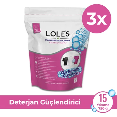 Lole's Toz Leke Çıkarıcı, Çamaşırlar Için, 3 X 750g, Bebek Için Güvenli, Klor Ve Çamaşır Suyu