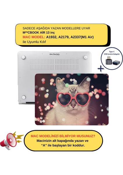 Macbook Air M1 Kılıf 13 inç A1932 A2179 A2337 ile Uyumlu Cat01NL