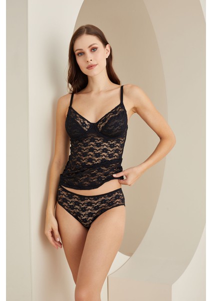 Siyah Desteksiz Sütyen Atlet Takımı NBB4829 modelleri