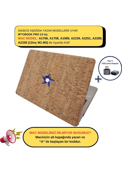 Macbook Pro Kılıf 13 inç M1-M2 A1706-08 A1989 A2159 A2251 A2289 A2338 ile Uyumlu Wood02