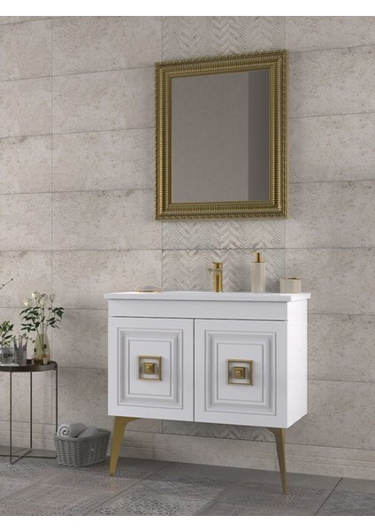 Nile 85 cm Banyo Dolabı Renk Antique White Gold