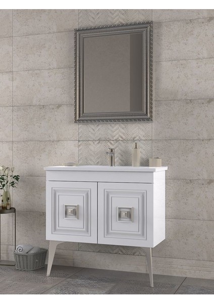 Nile 85 cm Banyo Dolabı Renk Antique White Chrome