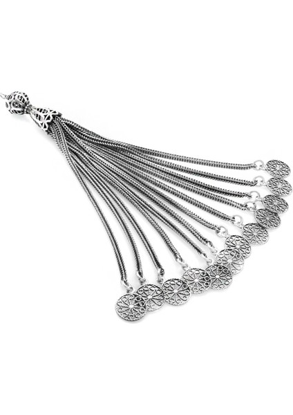 Telkari Selçuklu Motif Tasarım 12LI Kamçı 925 Ayar Gümüş Püskül