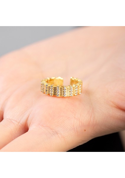 Sıralı Zirkon Taşlı Gold Renk Free Size Kişiye Özel Harf/isim Yazılı 925 Ayar Gümüş Kadın Yüzük fırsatları